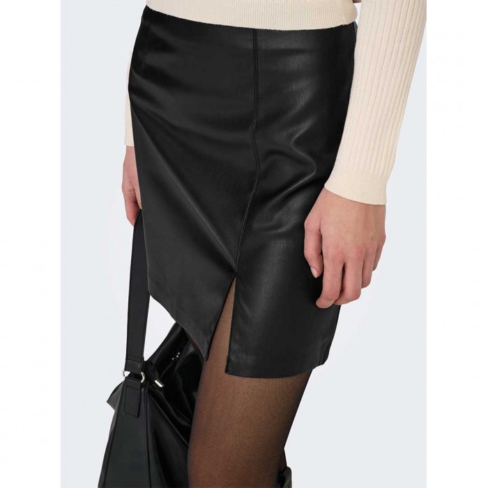 ONLY ONLELINA FAUX LEATHER SKIRT OTW BLACK