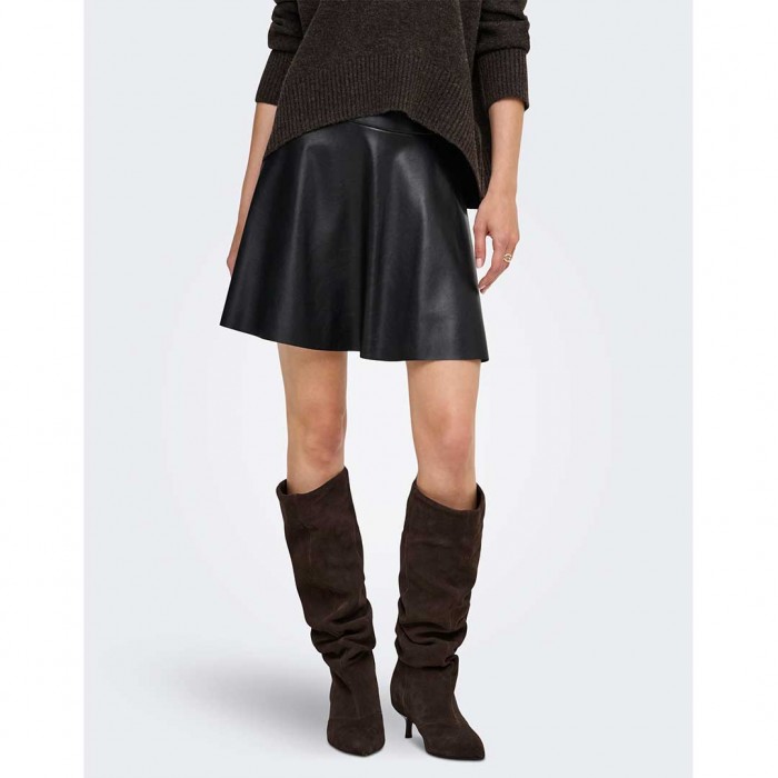 ONLY ONLNEW LUNA FAUX LEATHER A SKIRT OTW BLACK