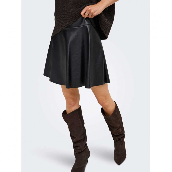 ONLY ONLNEW LUNA FAUX LEATHER A SKIRT OTW BLACK