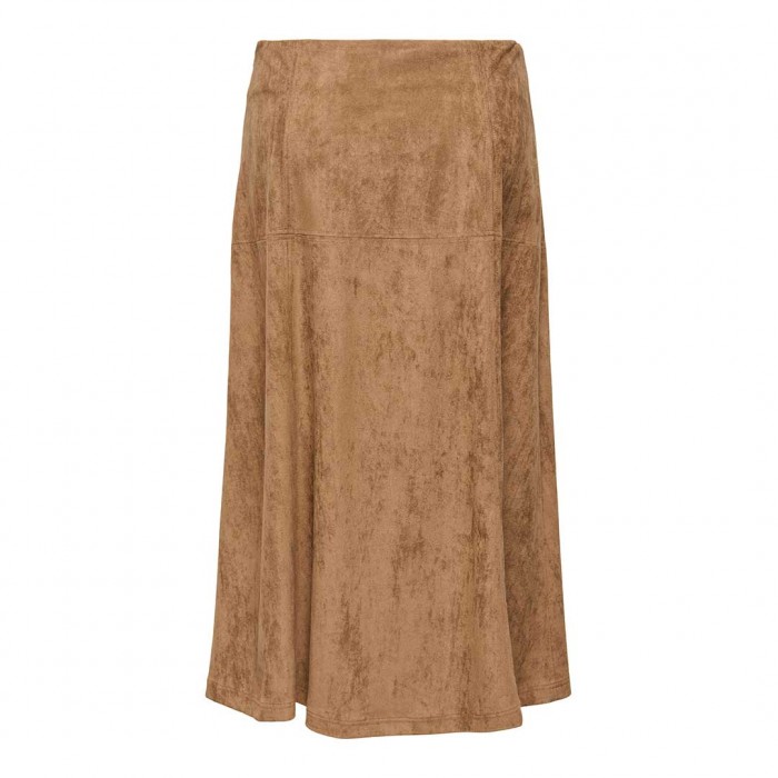 ONLY ONLLIXA MW LONG FAUX SUEDE SKIRT CC PNT BROWN