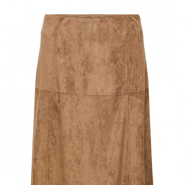 ONLY ONLLIXA MW LONG FAUX SUEDE SKIRT CC PNT BROWN