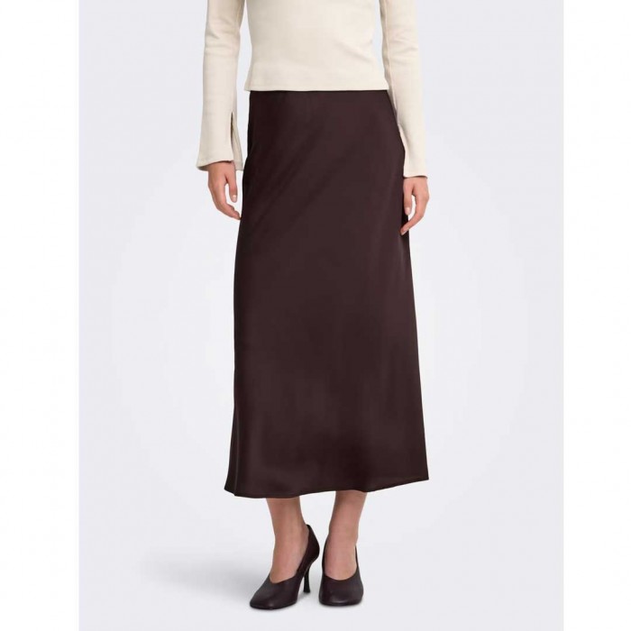 ONLY ONLCHIGO ANKEL SATIN SKIRT WVN BLACK COFFEE