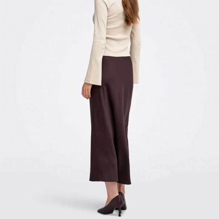 ONLY ONLCHIGO ANKEL SATIN SKIRT WVN BLACK COFFEE