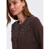 ONLY ONLMIGGIE LS O-NECK PEARL CARDI KNT NOOS BROWN