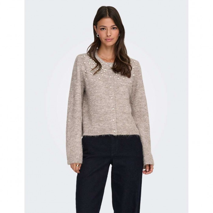 ONLY ONLMIGGIE LS O-NECK PEARL CARDI KNT NOOS BEIGE