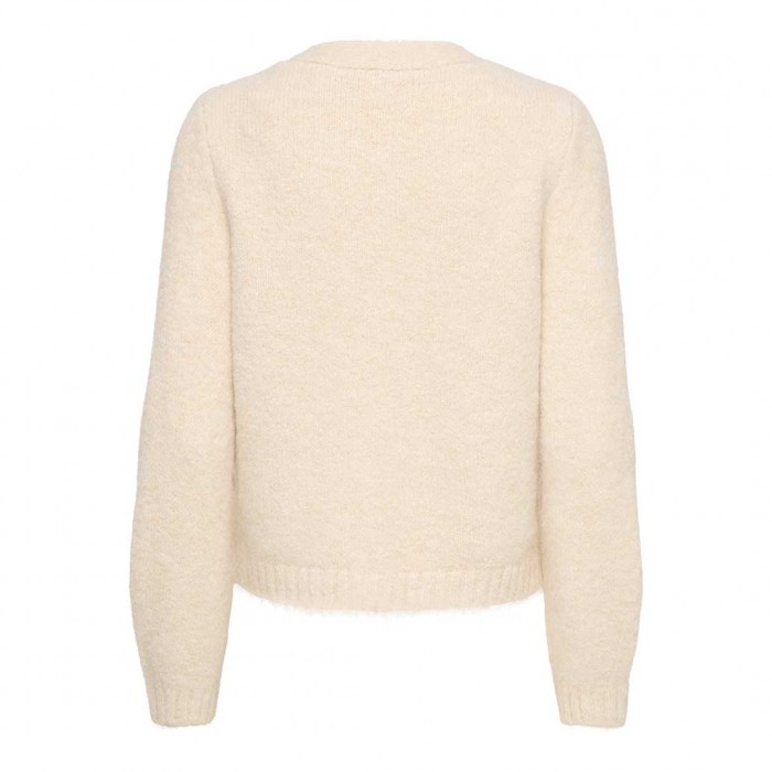 ONLY ONLZAGGIE LS BUTTON V-NECK CARDI KNT ECRU