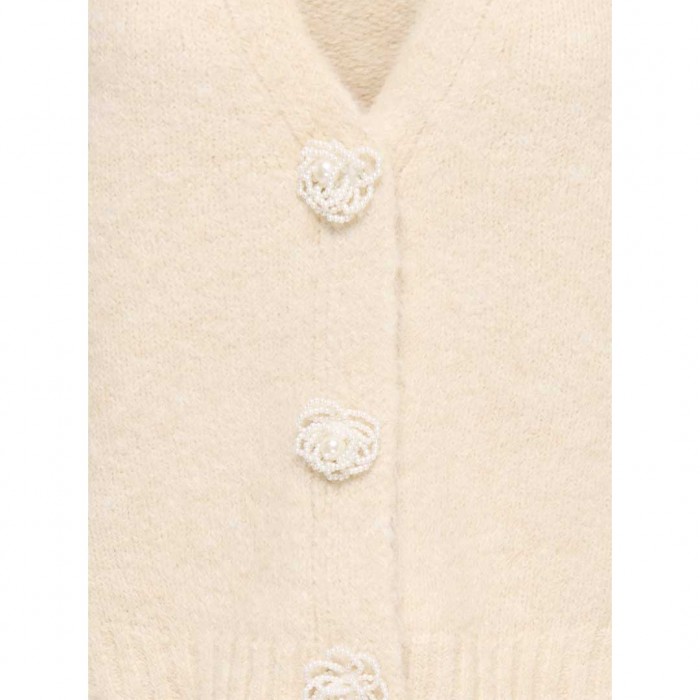 ONLY ONLZAGGIE LS BUTTON V-NECK CARDI KNT ECRU