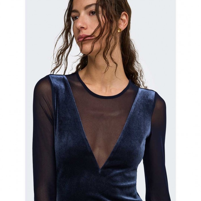 ONLY ONLSMOOTH L/S MESH MIX DRESS BOX JRS BLUE