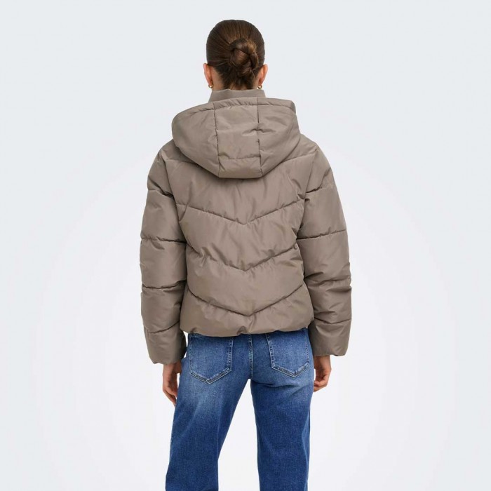 ONLY ONLCLAIR PUFFER HOOD JACKET CC OTW BEIGE