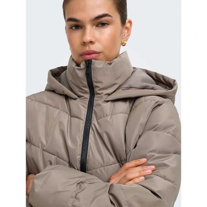 ONLY ONLCLAIR PUFFER HOOD JACKET CC OTW BEIGE