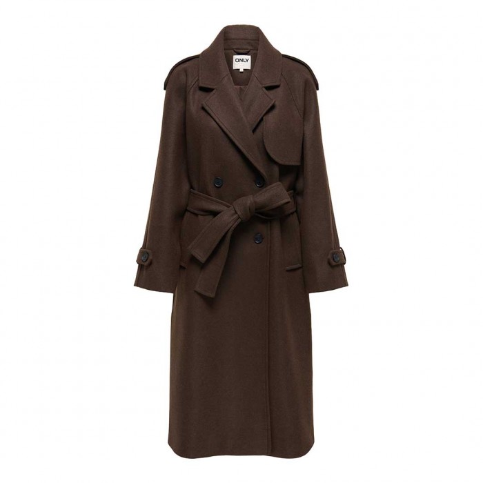 ONLY ONLDEAR-TRILLION LONG BELT COAT PNT NOOS DARK BROWN