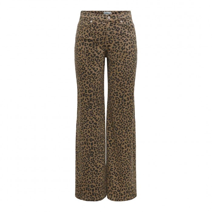ONLY ONLMADISON HW WIDE ANIMAL PANT PNT BEIGE