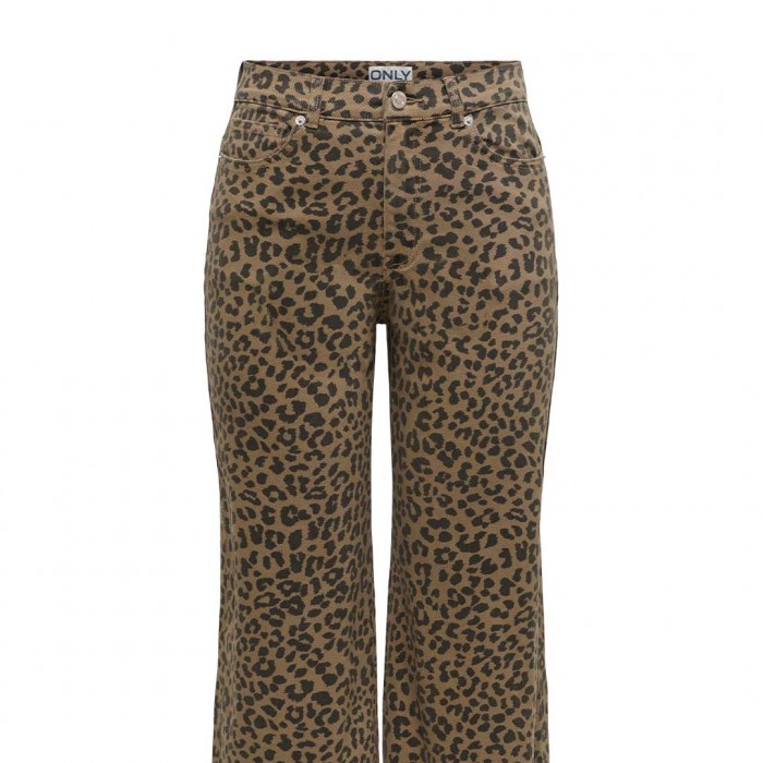 ONLY ONLMADISON HW WIDE ANIMAL PANT PNT BEIGE
