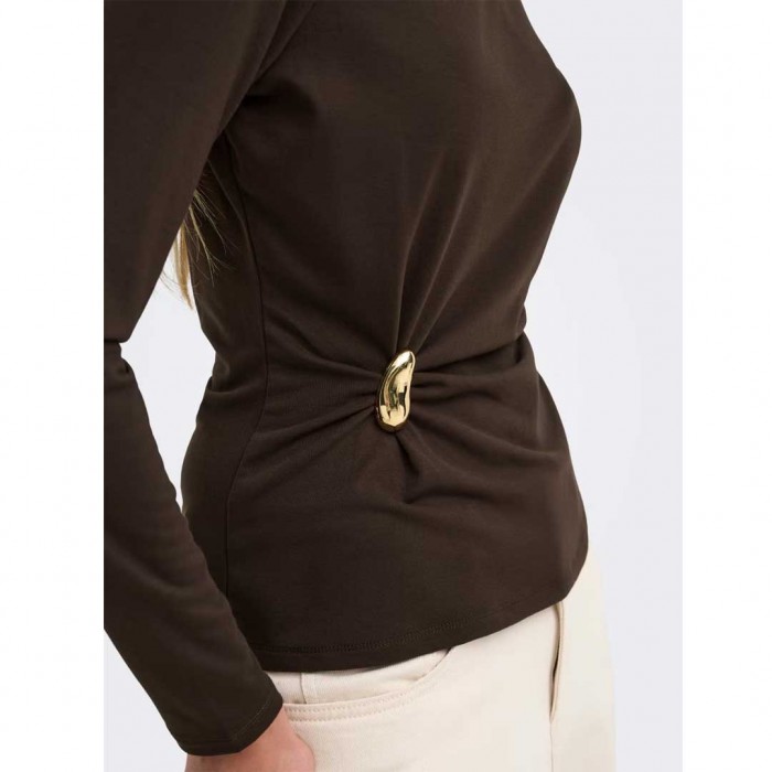 ONLY ONLELENA L/S BOATNECK METAL TOP JRS NOOS BROWN