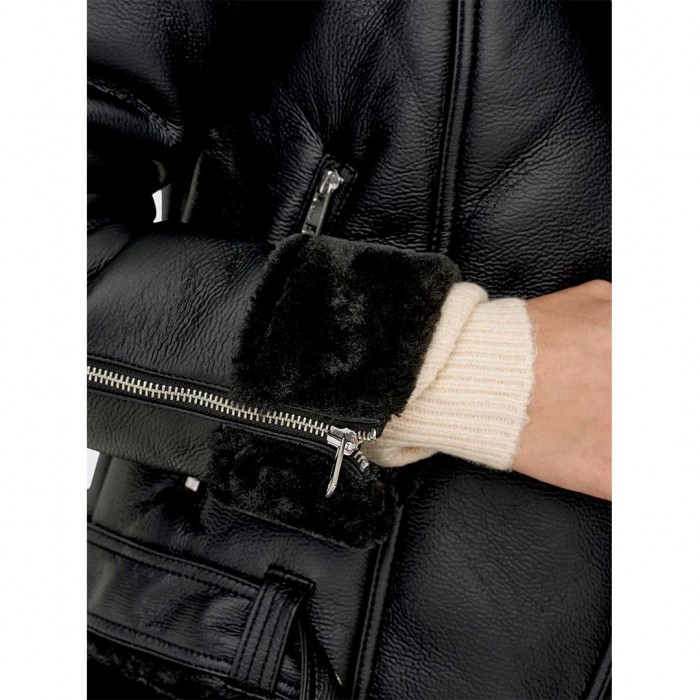 ONLY ONLAGNETE FAUXLEATHER BONDED BIKER OTW BLACK