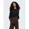 ONLY ONLGLOW LS WOVEN MIX O-NECK KNT BLACK
