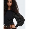 ONLY ONLGLOW LS WOVEN MIX O-NECK KNT BLACK