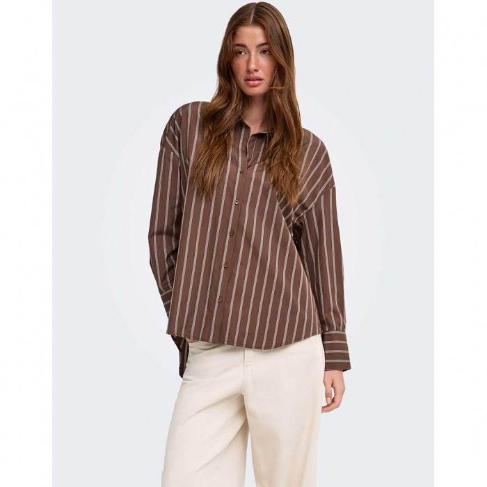 ONLY ONLOREGON ALVA LS REG SHIRT NOOS WVN BROWN