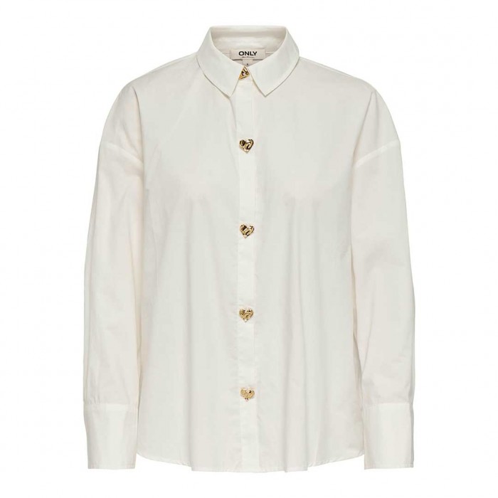 ONLY ONLKIRI BUTTON DETAIL LS SHIRT FR WVN WHITE