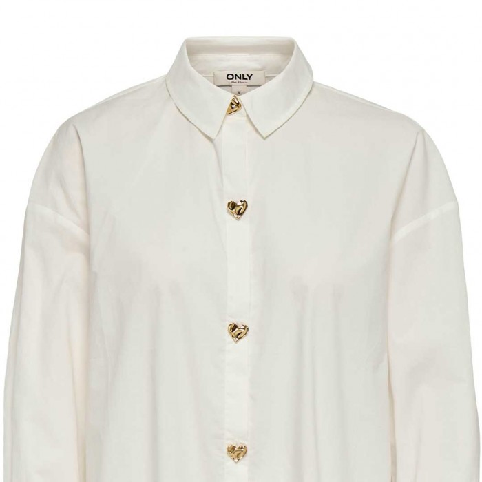 ONLY ONLKIRI BUTTON DETAIL LS SHIRT FR WVN WHITE