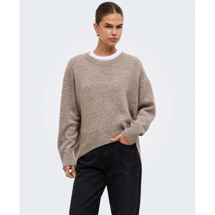 ONLY ONLALIVIA LS HIGH-LOW O-NECK NOOS KNT BEIGE