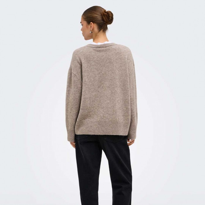 ONLY ONLALIVIA LS HIGH-LOW O-NECK NOOS KNT BEIGE