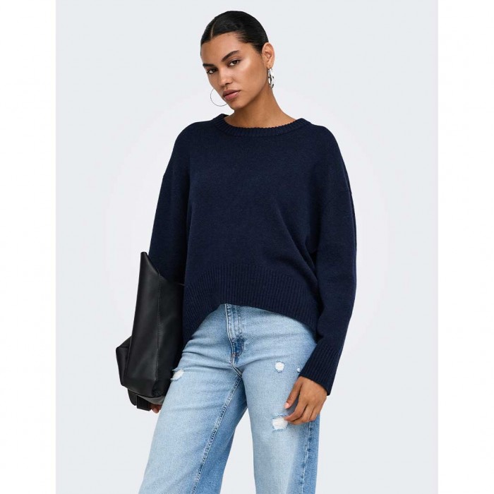 ONLY ONLALIVIA LS HIGH-LOW O-NECK NOOS KNT DARK NAVY