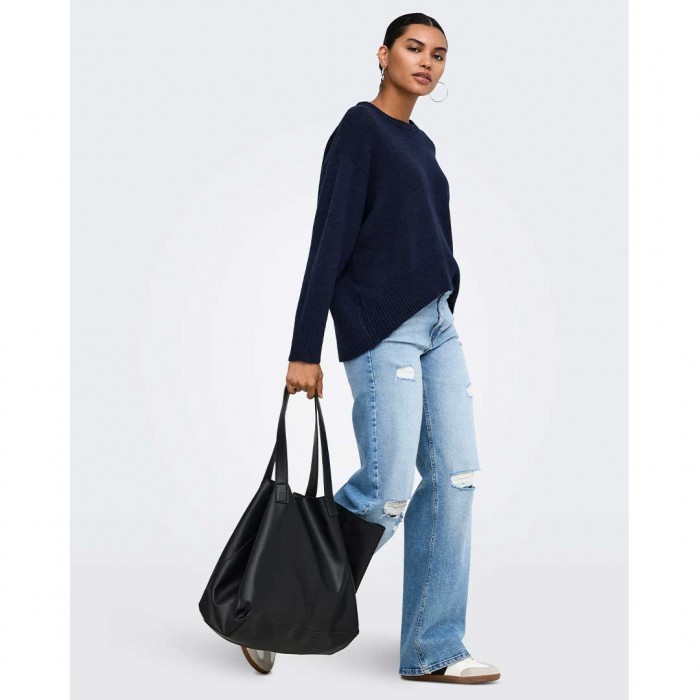 ONLY ONLALIVIA LS HIGH-LOW O-NECK NOOS KNT DARK NAVY