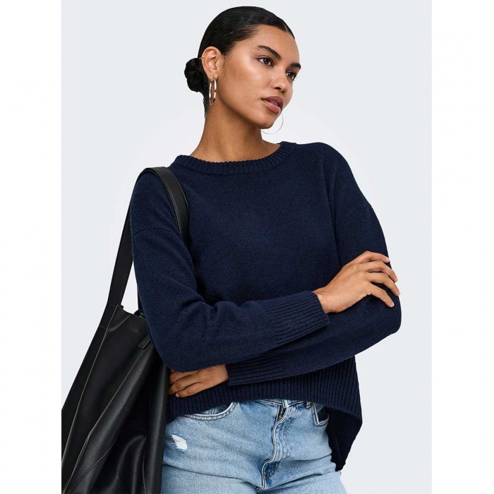 ONLY ONLALIVIA LS HIGH-LOW O-NECK NOOS KNT DARK NAVY