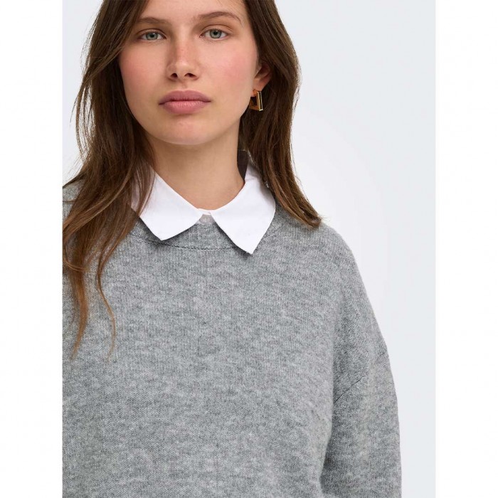 ONLY  ONLALIVIA LS HIGH-LOW O-NECK NOOS KNT LIGHT GRAY