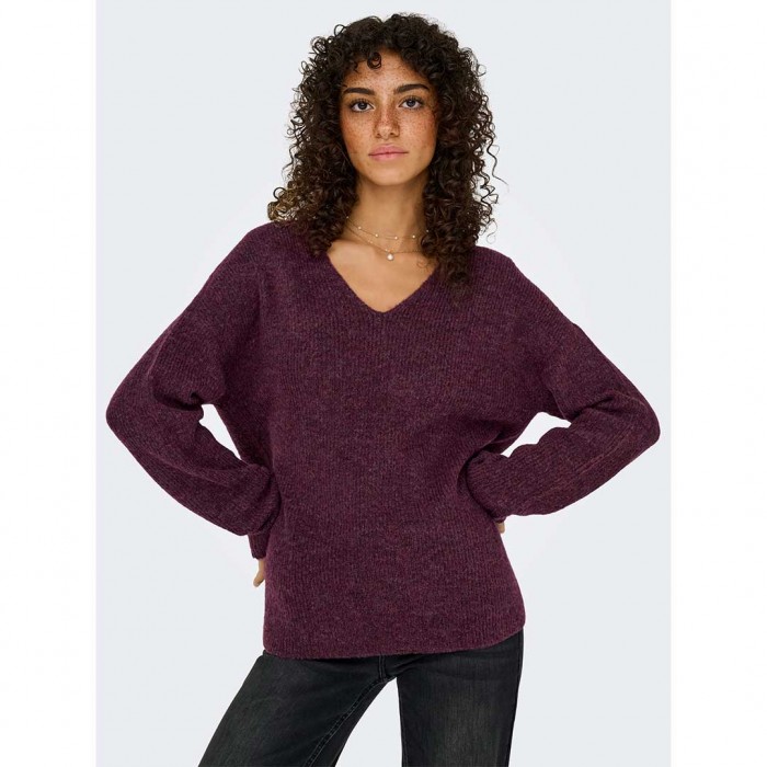 ONLY ONLCAMILLA V-NECK L/S PULLOVER KNT NOOS BORDO