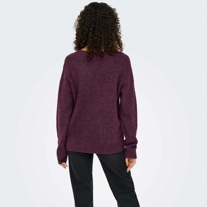 ONLY ONLCAMILLA V-NECK L/S PULLOVER KNT NOOS BORDO