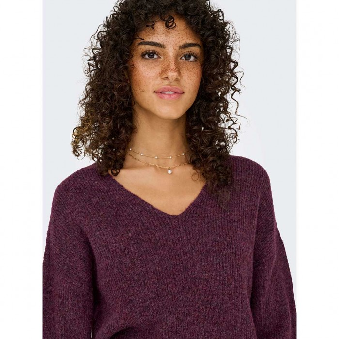 ONLY ONLCAMILLA V-NECK L/S PULLOVER KNT NOOS BORDO