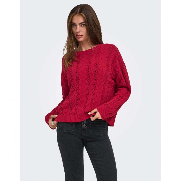 ONLY ONLELLY LS O-NECK CC KNT RED