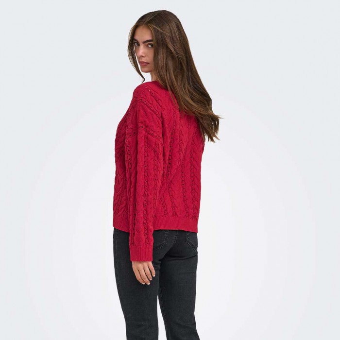 ONLY ONLELLY LS O-NECK CC KNT RED