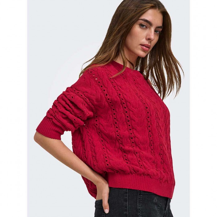 ONLY ONLELLY LS O-NECK CC KNT RED