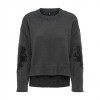 ONLY ONLANNIKA LS SEQUINS O-NECK KNT DARK GRAY