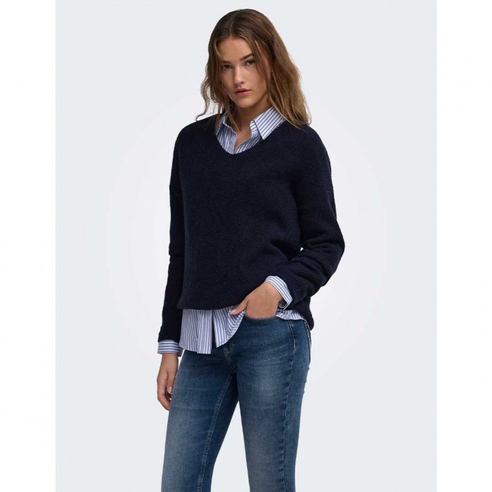 ONLY ONLCAMILLA V-NECK L/S PULLOVER KNT NOOS DARK BLUE