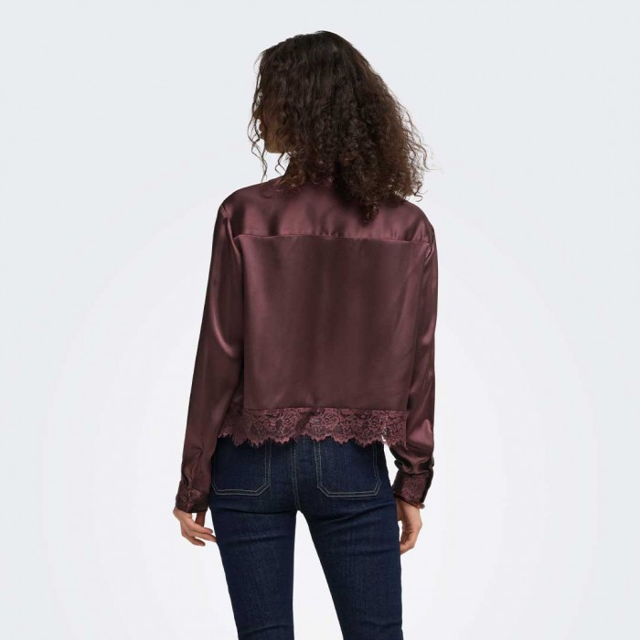 ONLY ONLINDONA L/S SATIN LACE SHIRT WVN BROWN