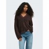 ONLY ONLCLOVER LS LACE V-NECK REVERSIBLE KNT BROWN