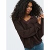 ONLY ONLCLOVER LS LACE V-NECK REVERSIBLE KNT BROWN