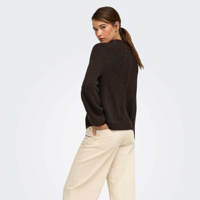 ONLY ONLKATIA LS DETAIL HIGHNECK NOOS KNT BROWN