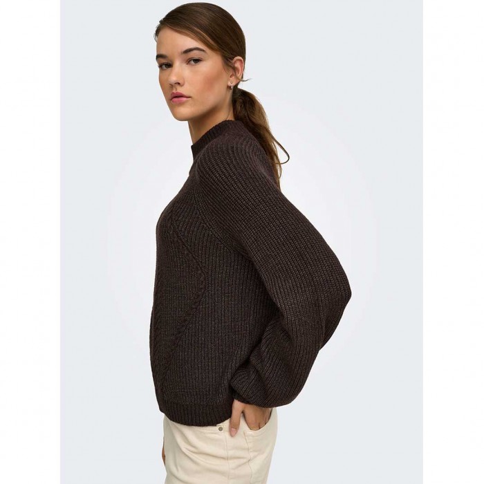 ONLY ONLKATIA LS DETAIL HIGHNECK NOOS KNT BROWN