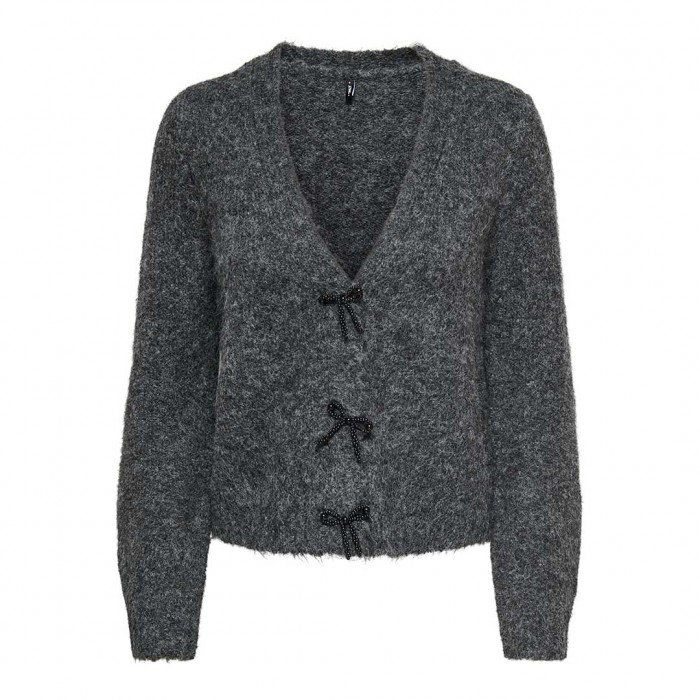 ONLY ONLZAGGIE LS BUTTON V-NECK CARDI KNT DARK GRAY