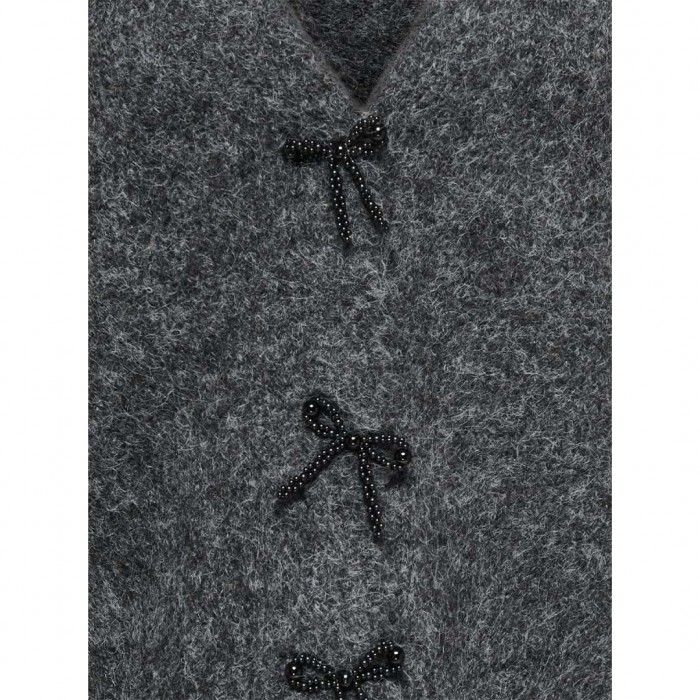 ONLY ONLZAGGIE LS BUTTON V-NECK CARDI KNT DARK GRAY