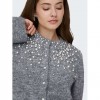ONLY ONLMIGGIE LS O-NECK PEARL CARDI KNT NOOS GRAY