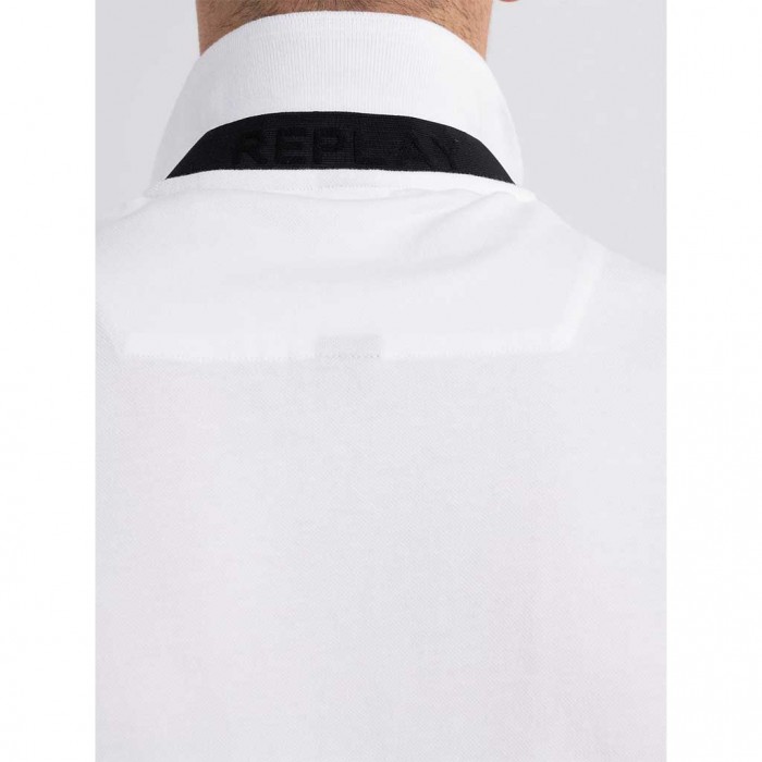 REPLAY MENS POLO T-SHIRT WHITE