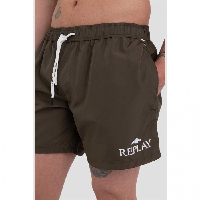 REPLAY SWIMMING TRUNKS WITH ARCHIVE LOGO GREEN