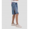 REPLAY ROSE LABEL STRAIGHT FIT DENIM BERMUDA SHORTS WITH SLITS BLUE