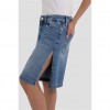 REPLAY ROSE LABEL STRAIGHT FIT DENIM BERMUDA SHORTS WITH SLITS BLUE